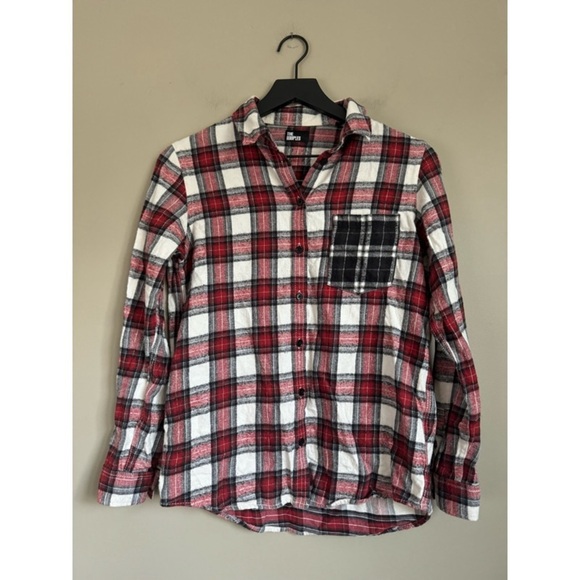 THE KOOPLES Red Plaid Button-Down Flannel - Picture 1 of 1